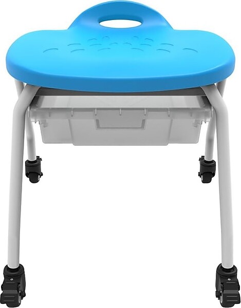 Luxor Plastic/Steel Classroom Stool with Wheels and Storage, Blue/White (MBS-STOOL-1)