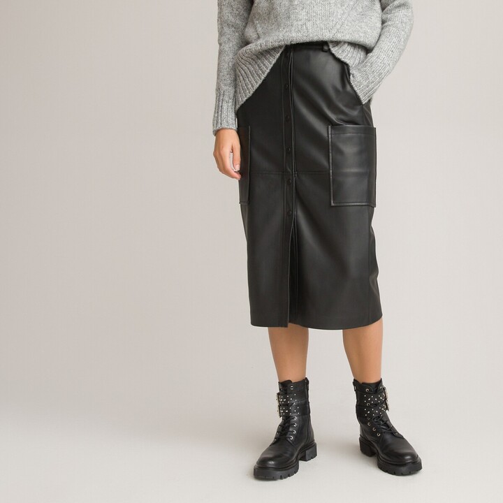 Plus Size Leather Look Skirt | ShopStyle UK