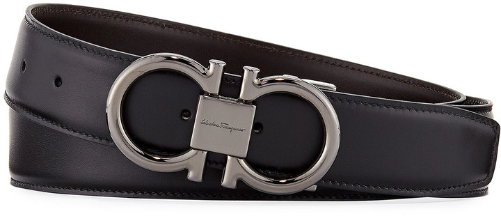 men's double gancini reversible leather belt
