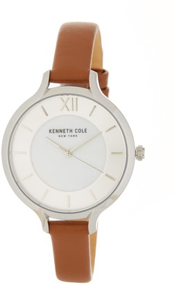 Kenneth Cole New York Women's Classic Mother of Pearl Leather Strap Watch, 34mm