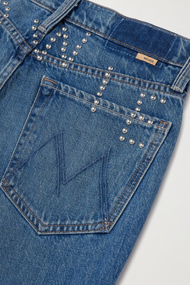 Mother + Net Sustain + Bowie The Rambler Zip Cropped Embellished Straight-leg Jeans - Blue