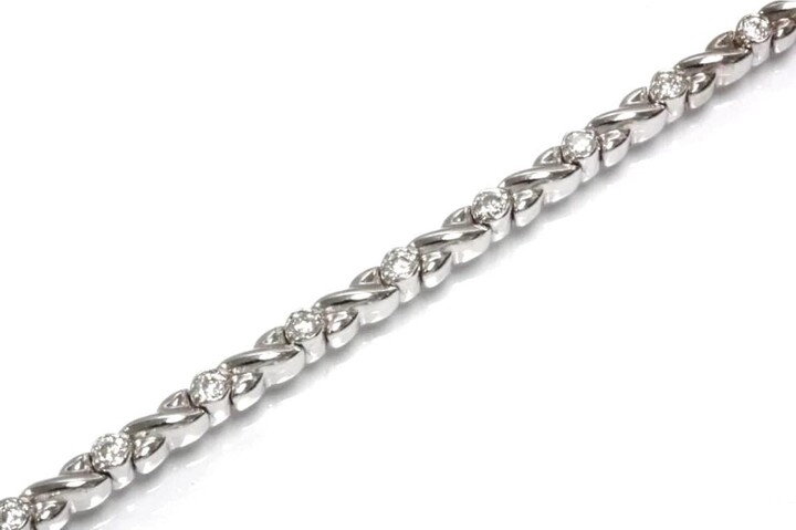 0.9 Ctw Natural Diamond | G-H, Si Xoxo Bracelet/Solid 14K 18K Gold Wide Braided 3mm Length 6 To 8 Inches April Birthstone