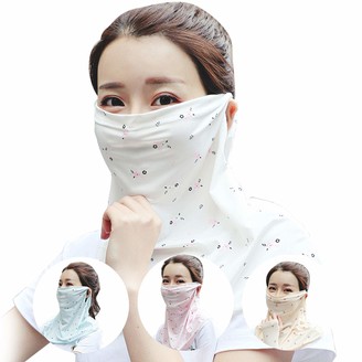 Womens Fashion Face Scarf Mask Neck Gaiter Shield Cool Lightweight Summer Ice Silk Protection Bandana Blue