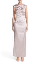 Thumbnail for your product : Talbot Runhof Bateau Neck Stretch Satin Column Gown