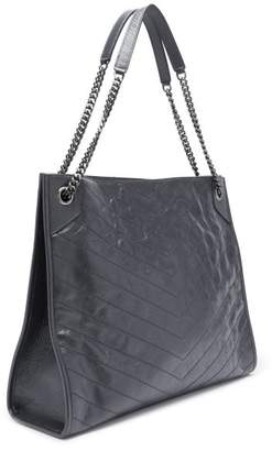 Saint Laurent Niki Large Quilted Leather Tote Bag - Womens - Dark Grey