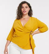 Thumbnail for your product : Simply Be buckle detail blouse in yellow
