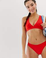 Thumbnail for your product : Monki plunge cross back mix & match bikini top in red