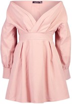 Thumbnail for your product : boohoo Off The Shoulder Wrap Front Skater Dress