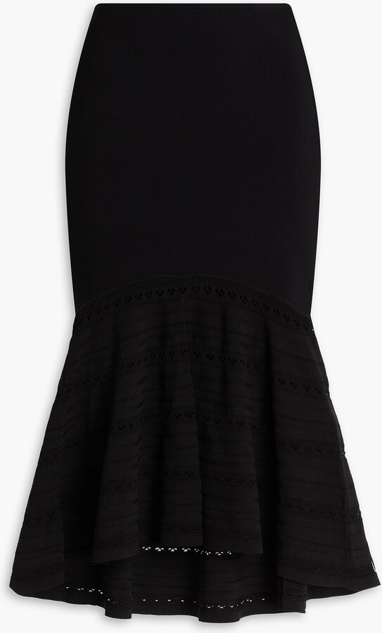 Victoria Beckham Flared pointelle-knit midi skirt