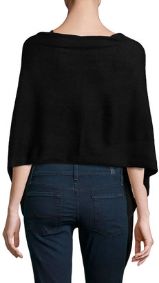 Neiman Marcus Cashmere Knit Asymmetric Wrap, Black