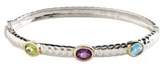 Thumbnail for your product : Fine Jewellery Sterling Silver 14K Yellow Gold And Multi Coloured Gemstone Bangle