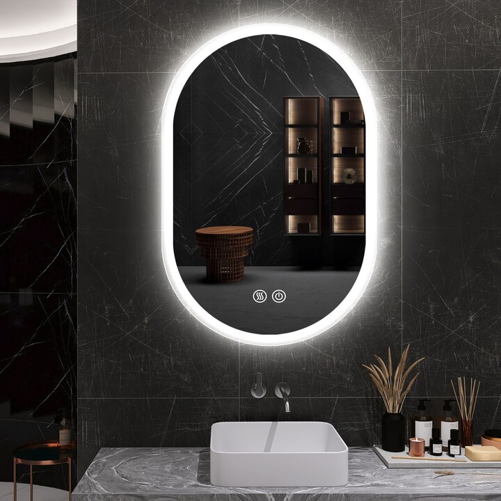 TiramisuBest Frameless Oval Smart Vanity Mirror, Vertical Hanging