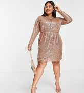 Thumbnail for your product : Forever New Curve wrap front sequin mini dress in soft gold