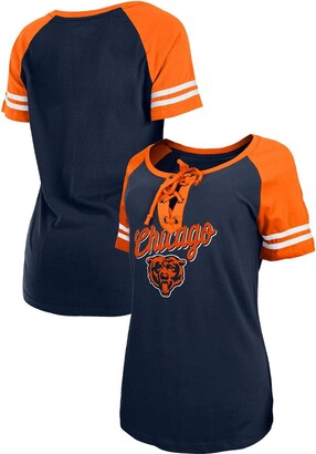 Houston Oilers New Era Women's Throwback Raglan 3/4-Sleeve Lace-Up T-Shirt  - Heathered Gray