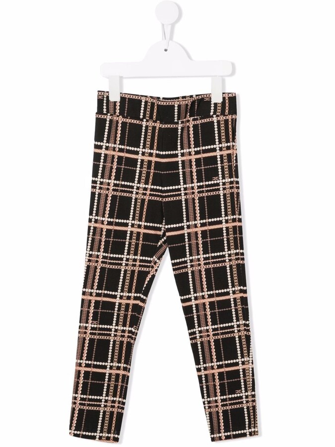Elisabetta Franchi La Mia Bambina Checked Chain-Print Skinny Trousers -  ShopStyle Girls' Pants
