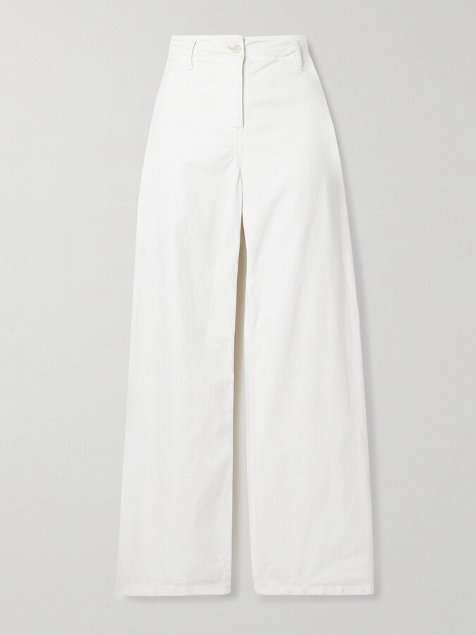 Nili Lotan Megan Cotton-blend Twill Wide-leg Pants - White