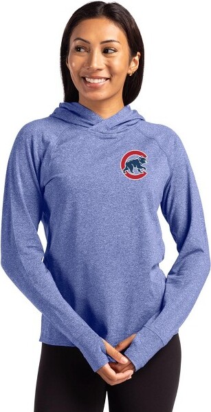 Cutter & Buck ChicagoCubsCutter&BuckAdaptKnitRecycledWomensHeatheredHoodedPullover-TourBlueHeather-XSmall