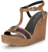 Thumbnail for your product : Tommy Hilfiger Emery Leather Logo Wedge Sandals
