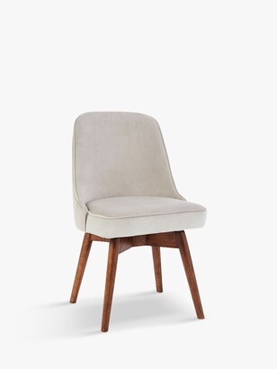 west elm Mid-Century Velvet Swivel Office Chair, Grey/Natural