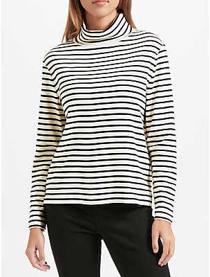 John Lewis 7733 Stripe Relaxed Roll Neck Top