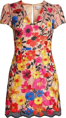 Atalie Floral Mesh Embroidered Dress