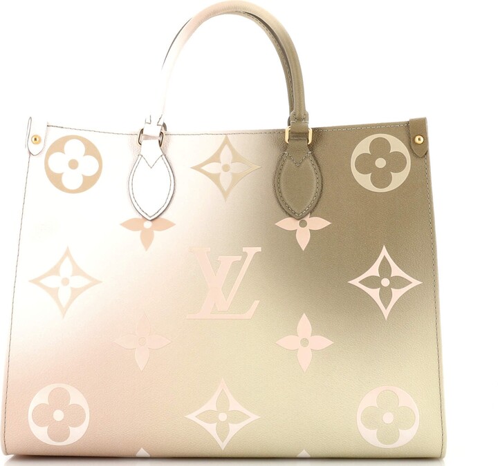 Louis Vuitton Beige & White Canvas Tote Bag. Very Good Condition