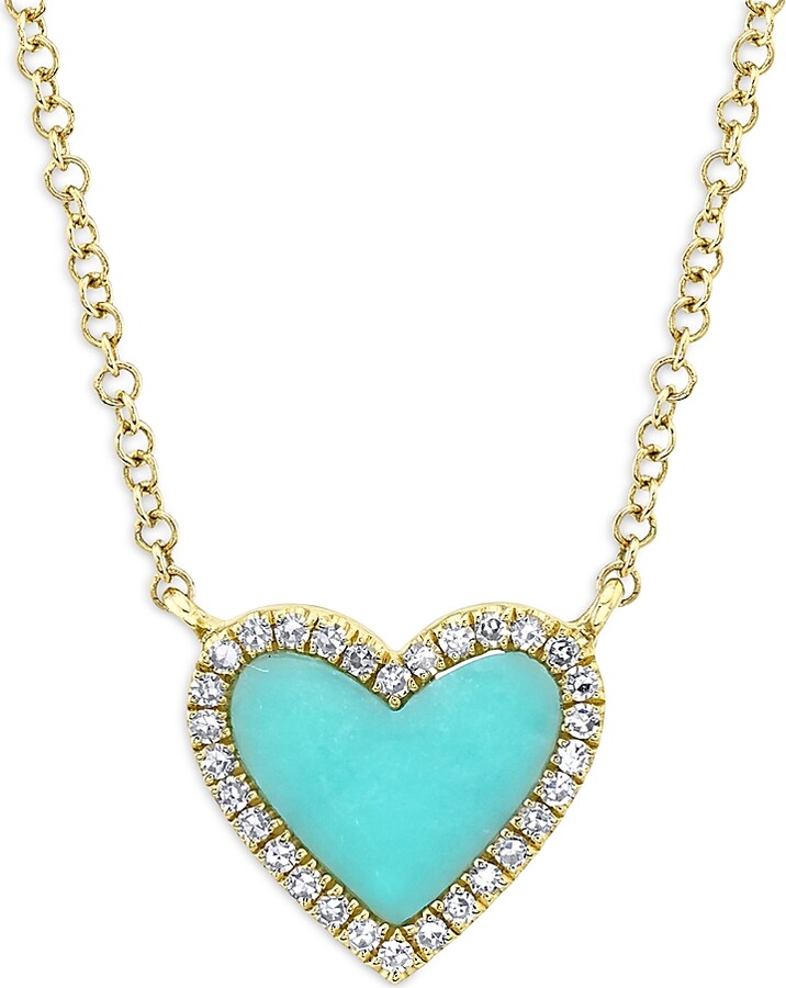 Moon Meadow 14K Yellow Gold Kate Turquoise Diamond Heart