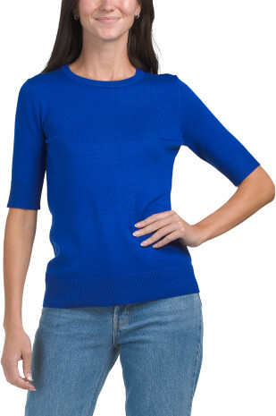 TJMAXX Elbow Sleeve Crew Neck Sweater, Polyester/Rayon