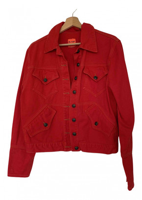 womens red denim jean jacket
