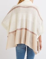 Thumbnail for your product : Charlotte Russe Cowl Neck Striped Poncho Sweater
