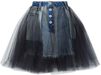 Unravel Tulle Denim Mini Skirt