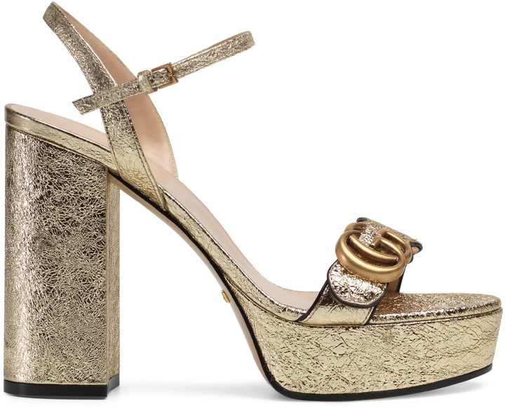 gucci gold sandal heels