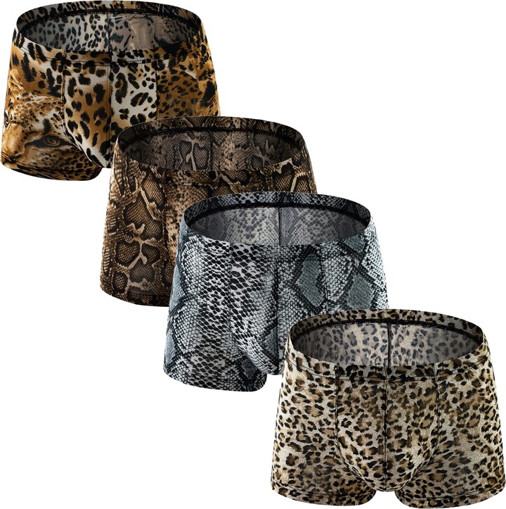 Faringoto Men's Sexy Silky Underwear Print Big Pouch Briefs Low Rise