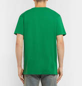 Thumbnail for your product : Gucci Distressed Logo-Print Cotton-Jersey T-Shirt - Men - Green