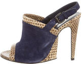 Thumbnail for your product : Bottega Veneta Snakeskin-Trimmed Suede Sandals