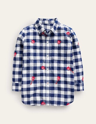 Boden Embroidered Flannel Shirt