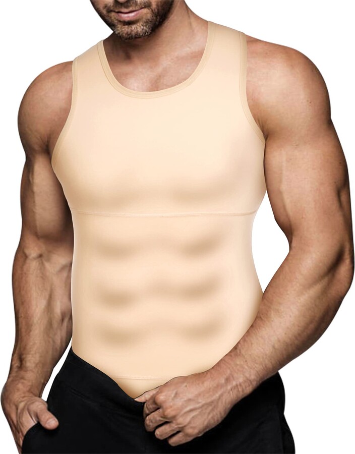 Eleady Men's Compression Shirt Undershirt Slimming Body Shaper Athletic Workout Shirts Tank Top Sport Vest with Zipper