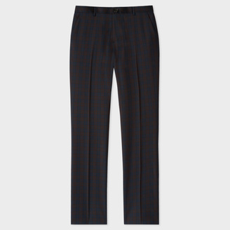 Paul Smith Men's Slim-Fit Navy And Brown Check Wool Trousers