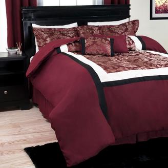 Trademark Global Oriental Maroon 7-Piece Queen Comforter Set