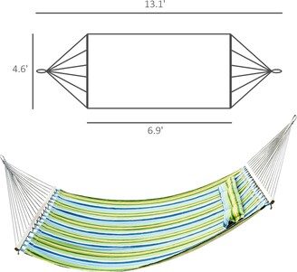 Outsunny 83" Double Wide Hammock Swing Bed Camp Sunbed W/ Pillow White Stripe