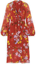 Erdem - Tamaryn Pussy-bow Floral-print Silk-chiffon Dress - Brick
