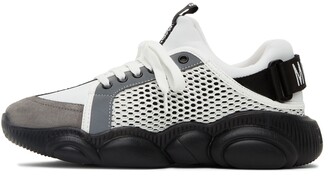 Moschino White & Grey Strap Teddy Sneakers