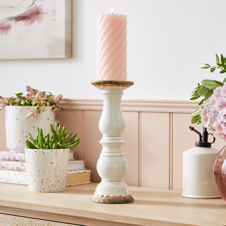 Dunelm Ceramic Pillar Candle Holder Natural ShopStyle