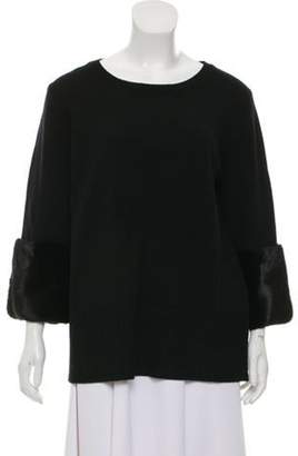 Michael Kors Mink-Trimmed Cashmere Sweater w/ Tags Black Mink-Trimmed Cashmere Sweater w/ Tags