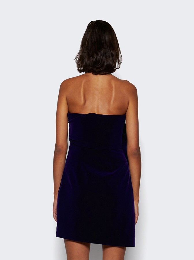 Velvet Dress With Oversized Bow Dark Navy