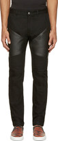 Thumbnail for your product : Givenchy Black Leather-Patched Biker Jeans