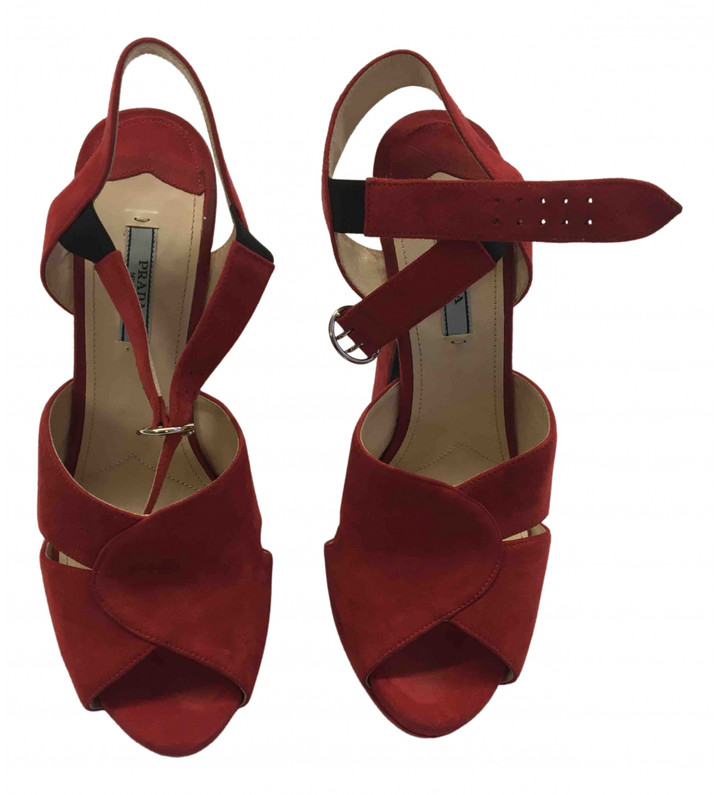 Prada Red Suede Sandals - ShopStyle
