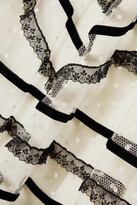 Thumbnail for your product : RED Valentino Velvet And Lace-trimmed Point D'esprit Tulle Midi Dress - Ivory