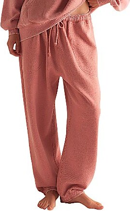 Free People Slow It Down Plush Cotton Blend Drawstring Tie Coordinating Lounge Joggers