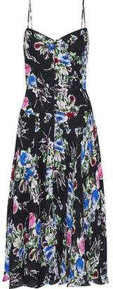 Milly Emily Button-detailed Floral-print Silk-chiffon Slip Dress
